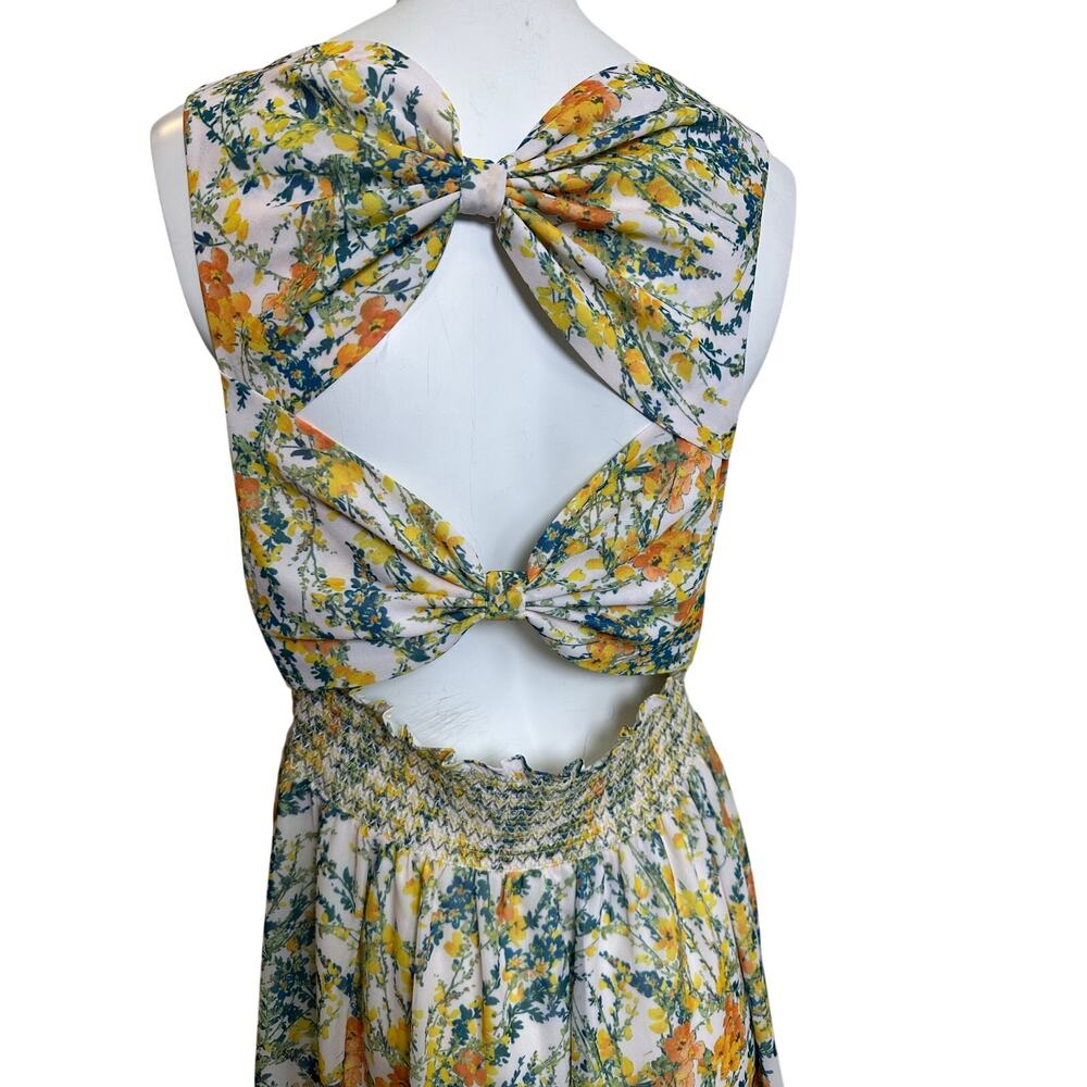Sachin & Babi Floral Pleated Bow Back Midi Dress Size 6 Wedding Guest - Picture 7 of 12